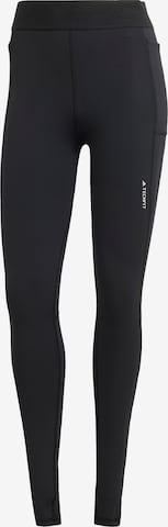 ADIDAS PERFORMANCE Skinny Workout Pants in Black: front