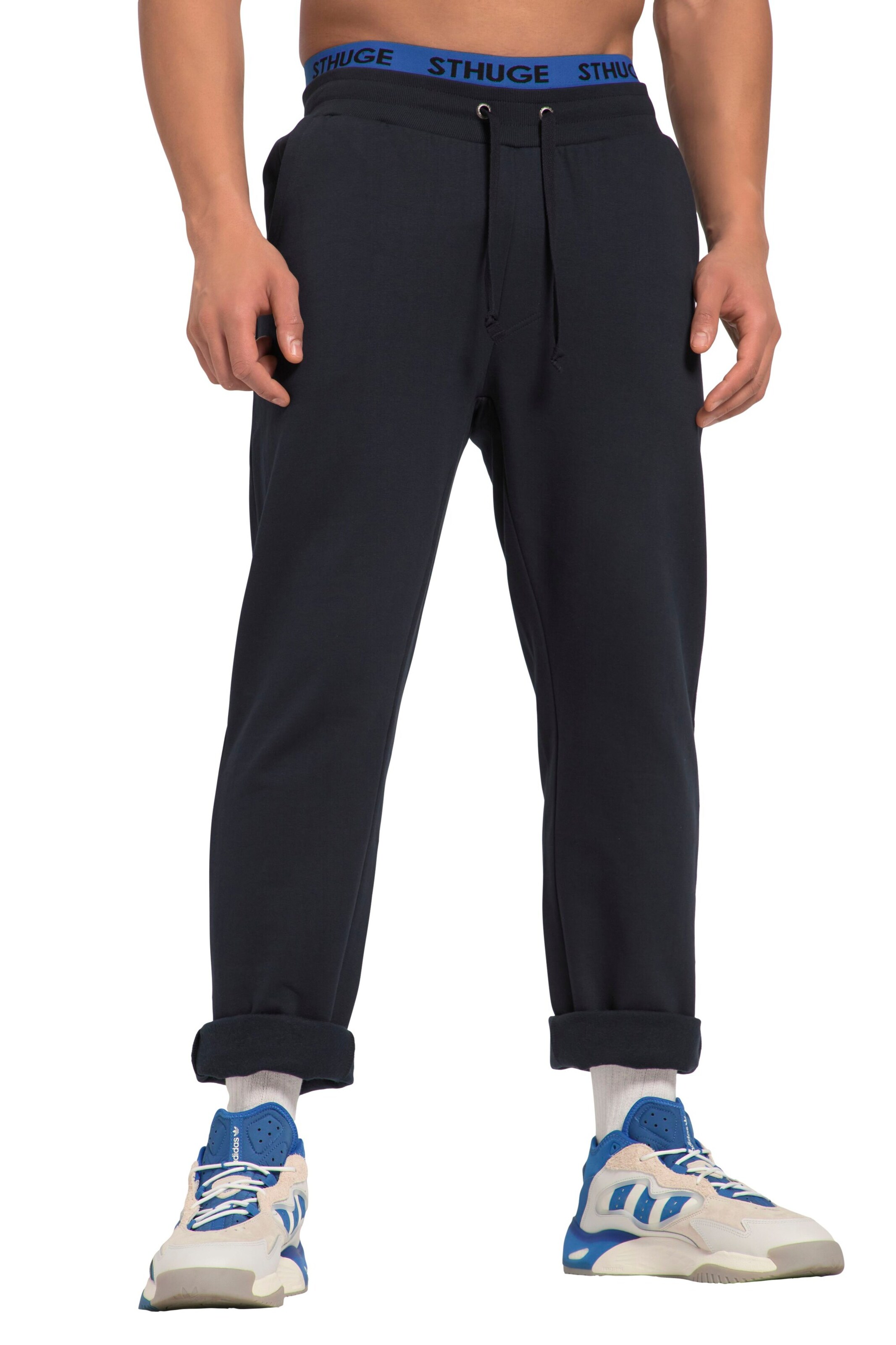 STHUGE Loose fit Trousers in Blue: front