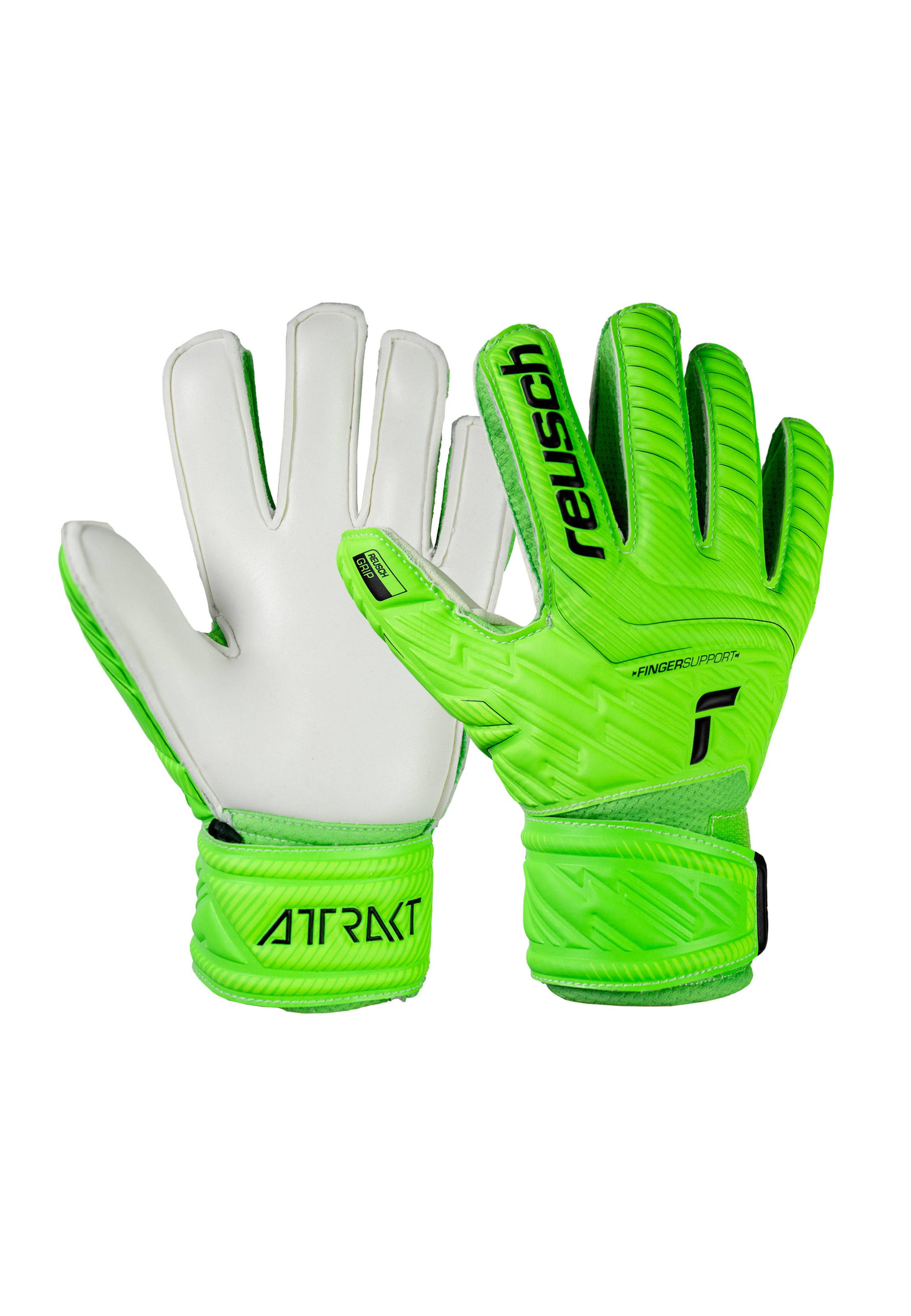 REUSCH Torwarthandschuhe 'Attrakt Grip Finger Junior' in Grün: Vorderseite