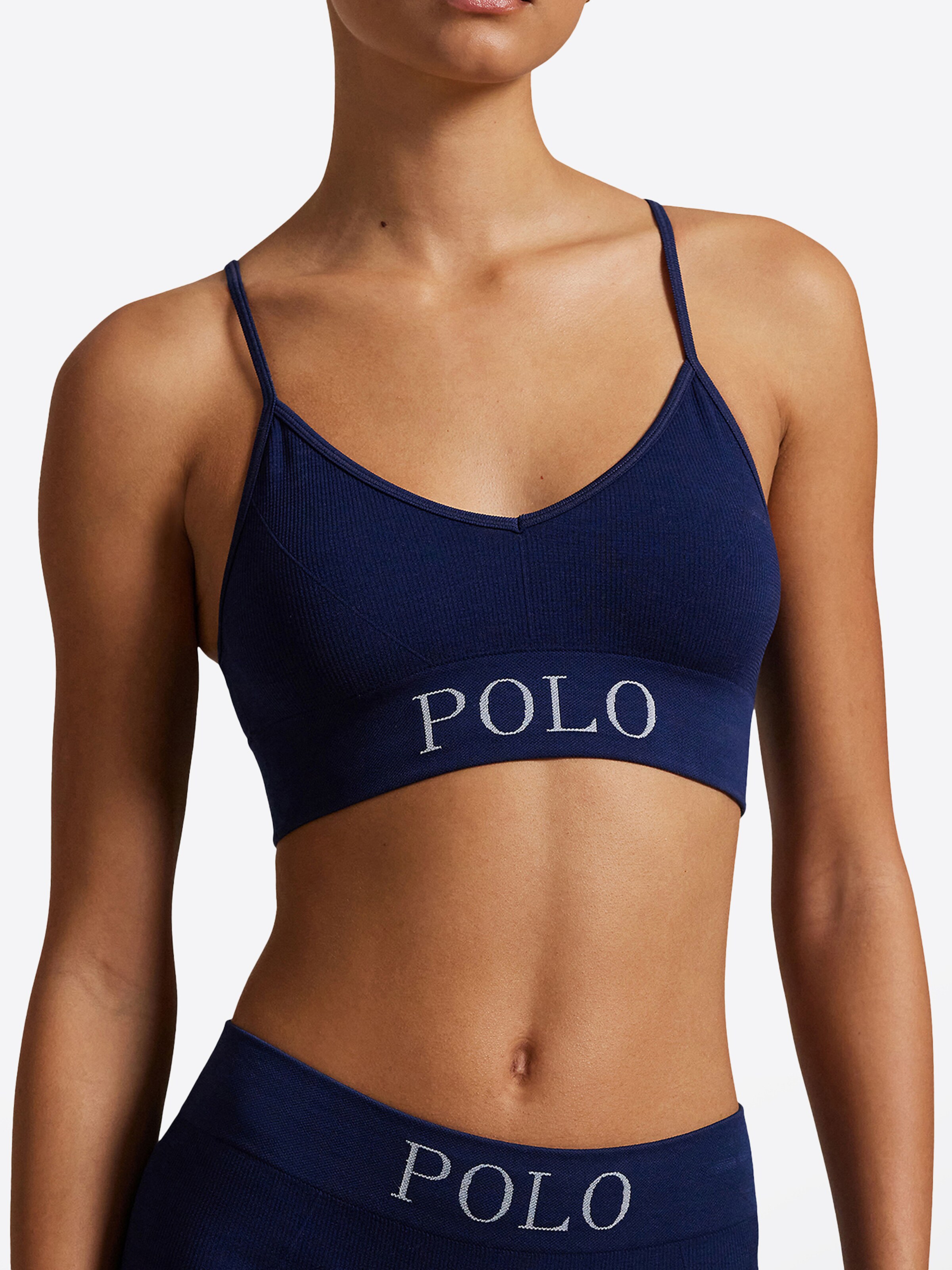 Polo Ralph Lauren Bustier BH ' Ribbed Seamless ' in Blauw: voorkant