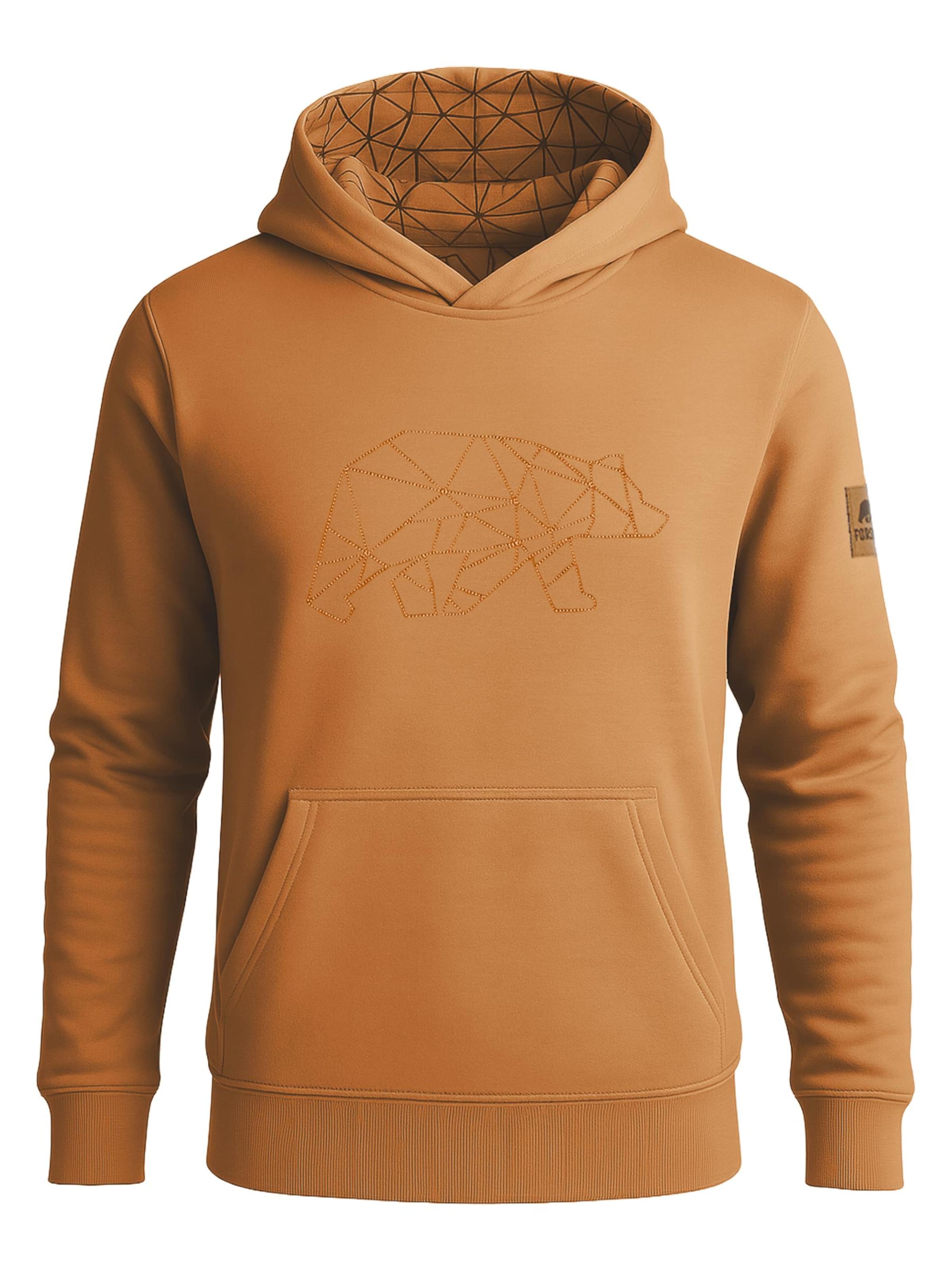 FORSBERG Sweatshirt 'Hoodie mit gesticktem Polygonbär' in Brown: front