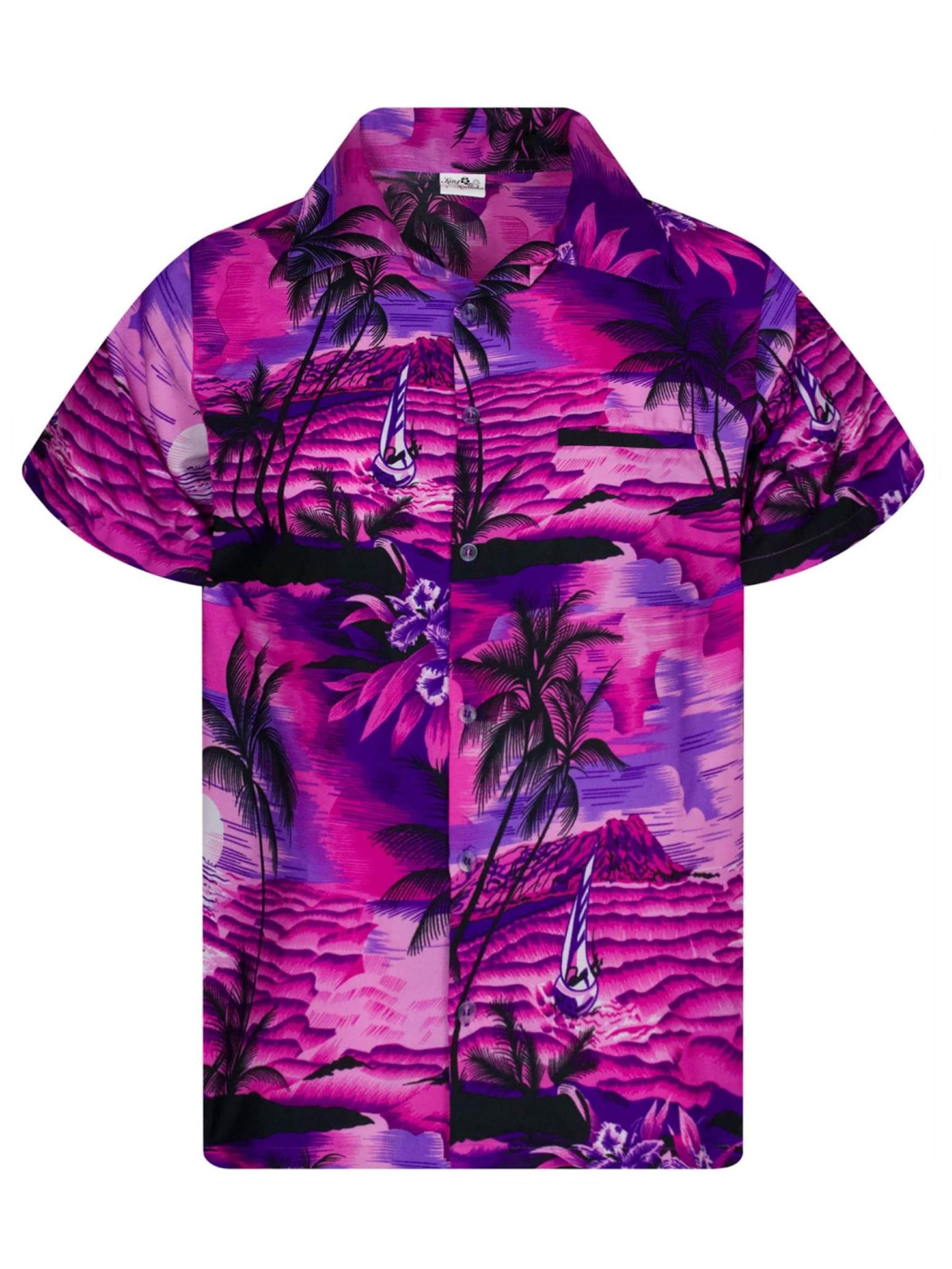 King Kameha Shirt 'Surf' in Pink: front