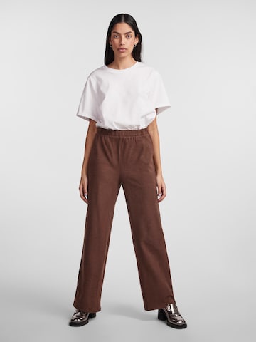 PIECES Wide leg Broek in Bruin