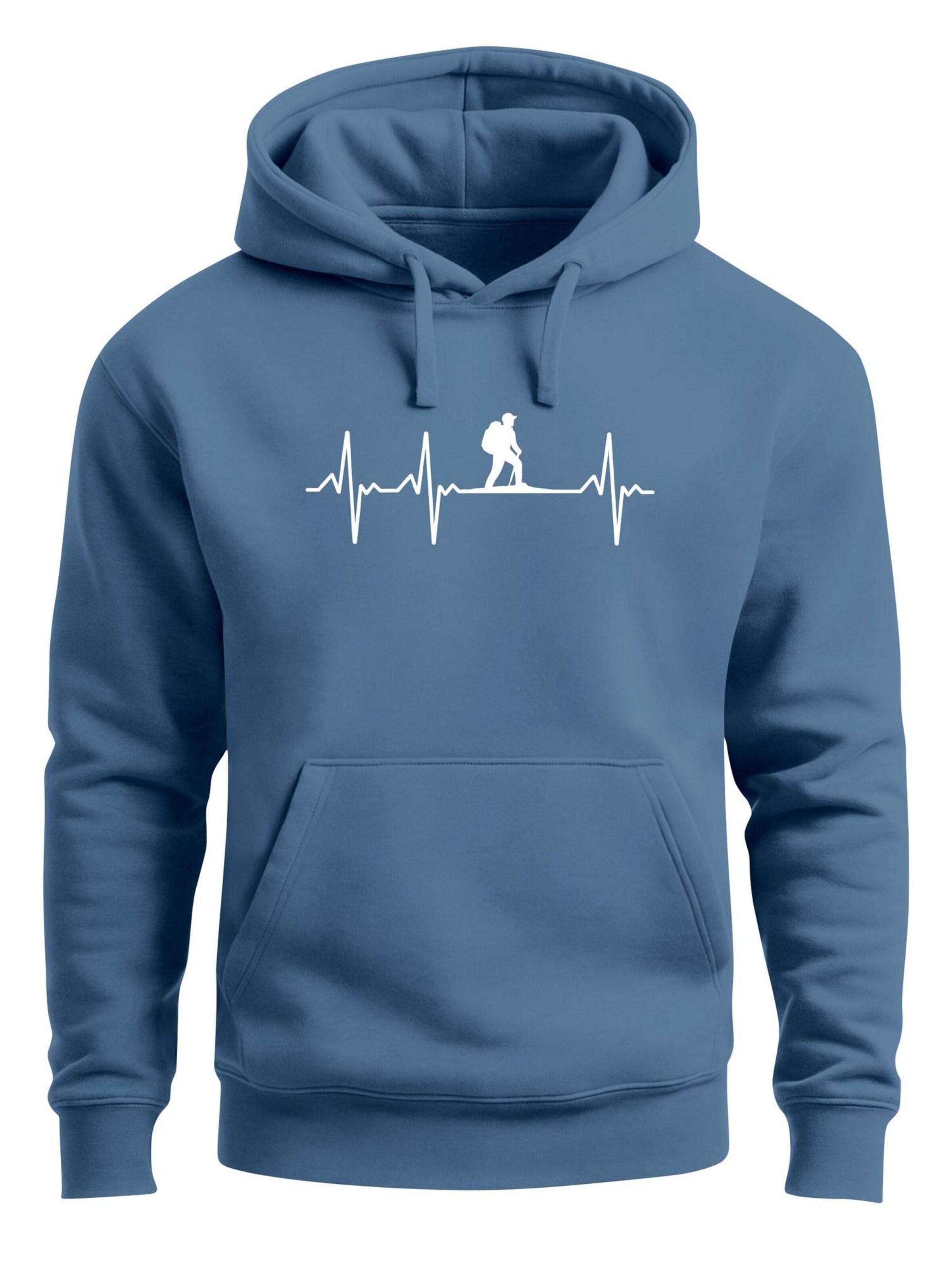 Neverless Sweatshirt 'Wanderer Herzschlag' in Blue: front
