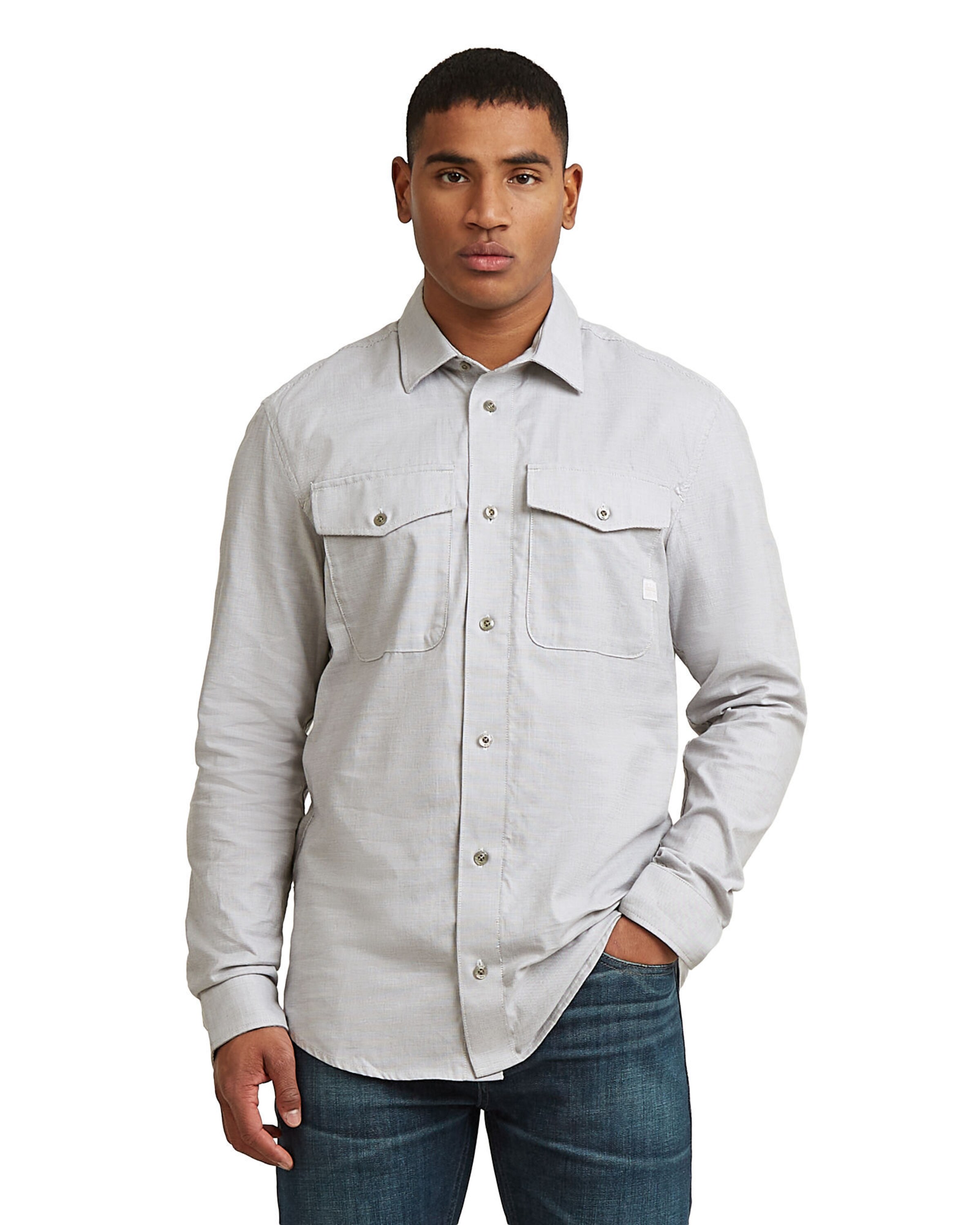 G-STAR Slim Fit Hemd - 'Marine Slim Shirt' in Grau: Vorderseite