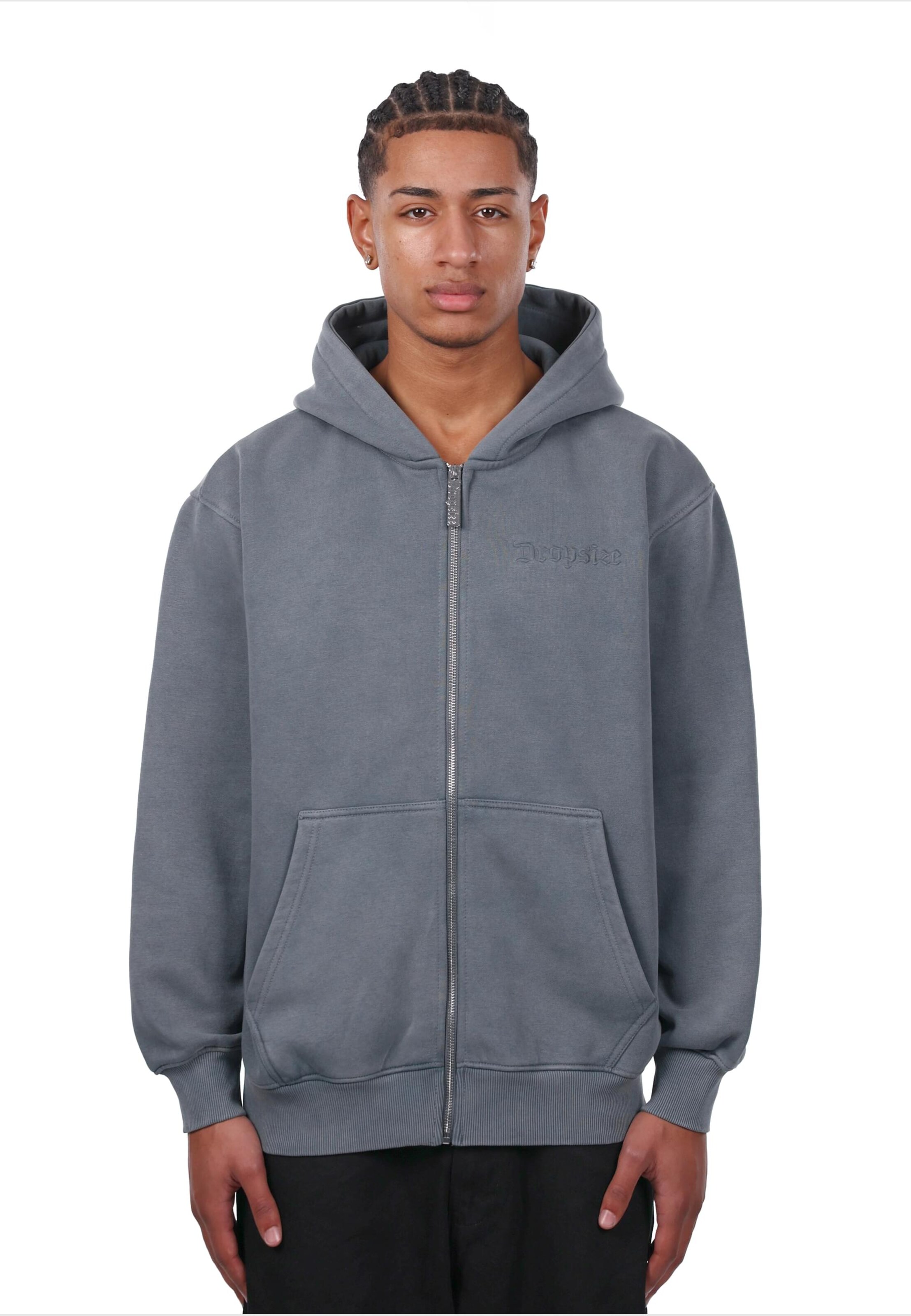 Dropsize Sweatjacke in Grau: Vorderseite