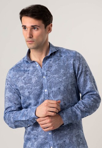 Black Label Shirt Regular fit Button Up Shirt 'LINCOT' in Blue