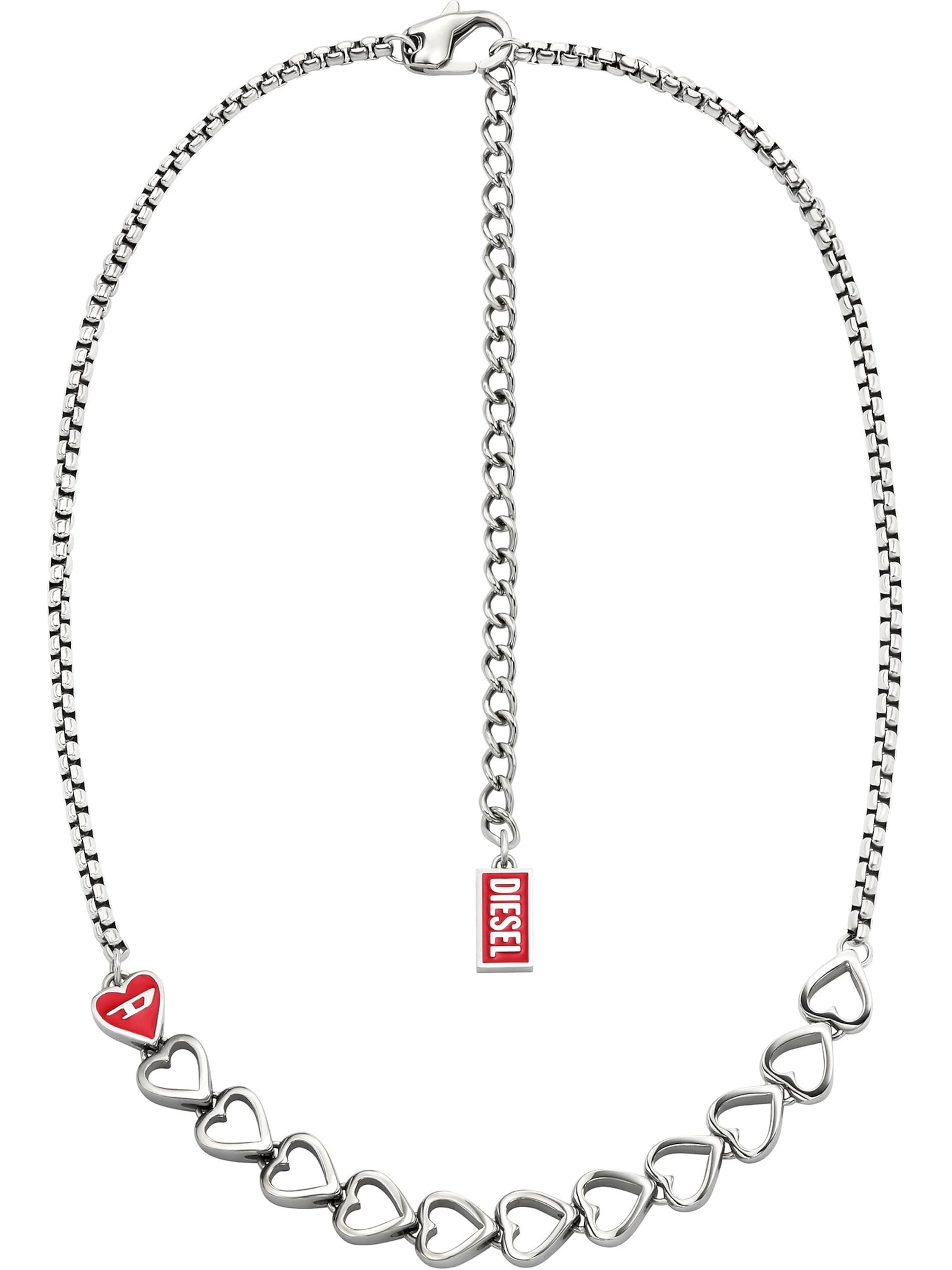 DIESEL Kette in knallrot / silber, Produktansicht