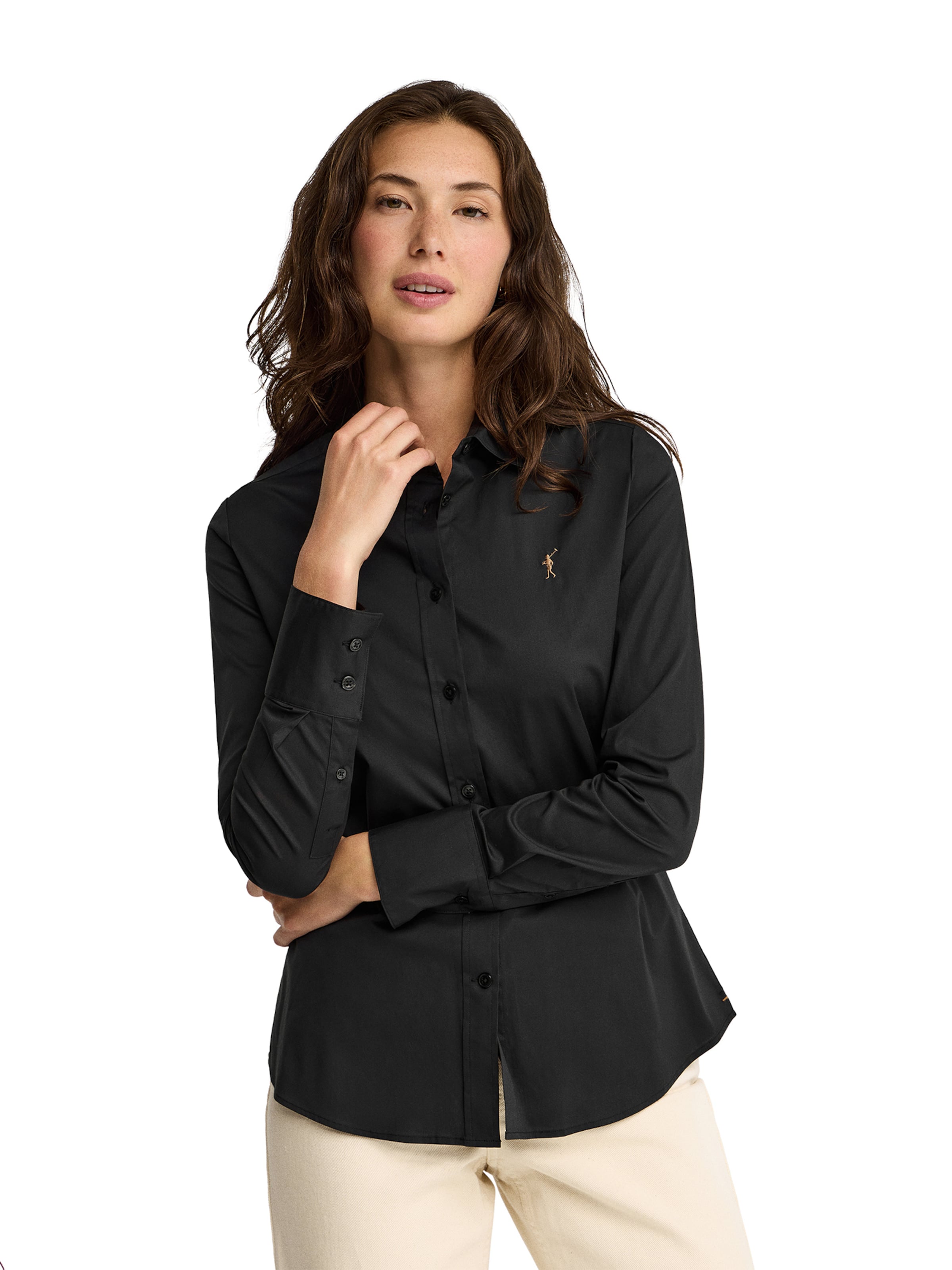 Polo Club Blouse Bodysuit in Black: front