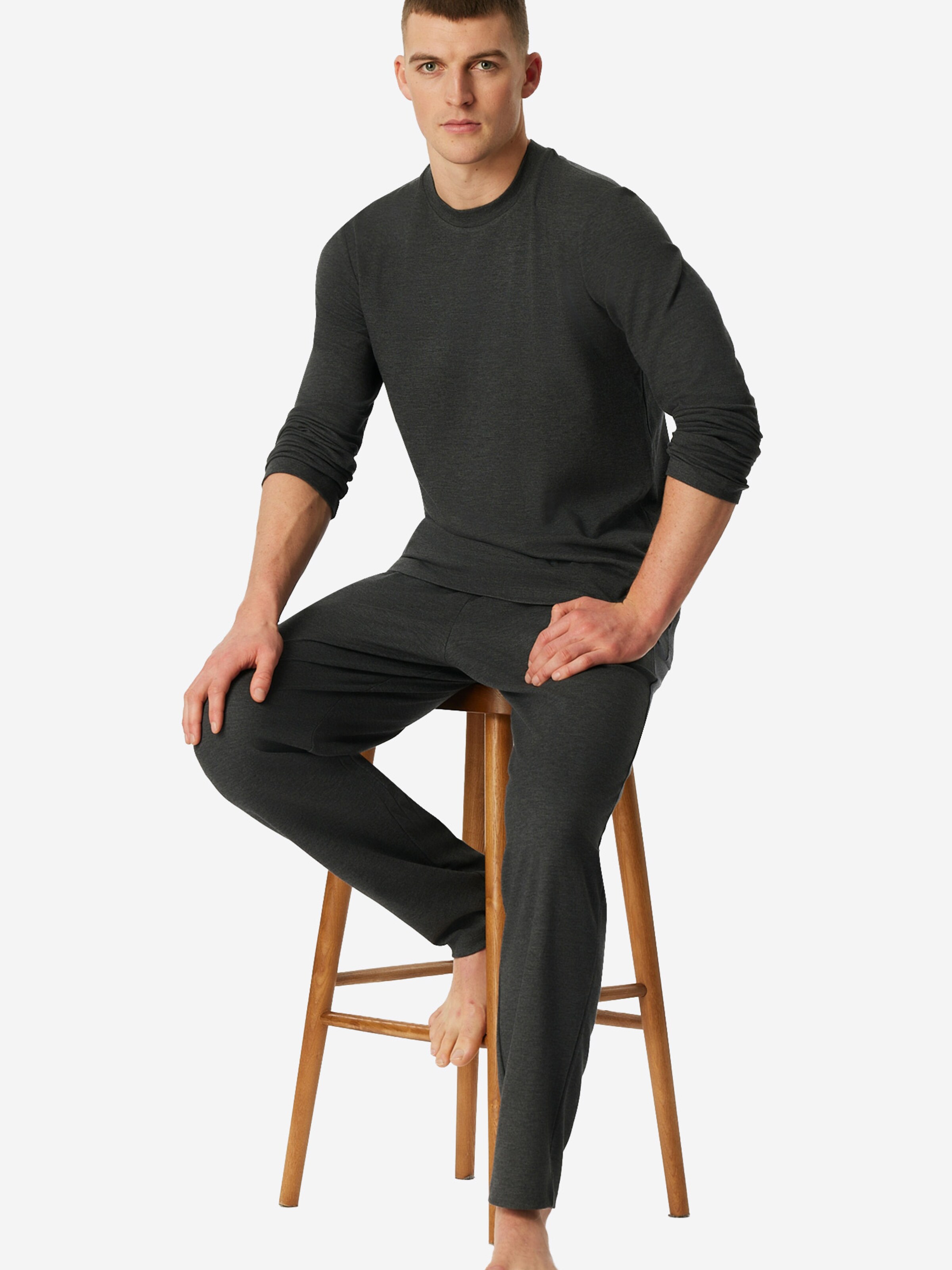 SCHIESSER Pyjama lang ' Selected Premium Warming ' in Grijs