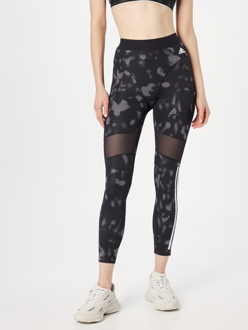 ADIDAS SPORTSWEAR Skinny Sportbroek 'Hyperglam Printed' in Grijs: voorkant