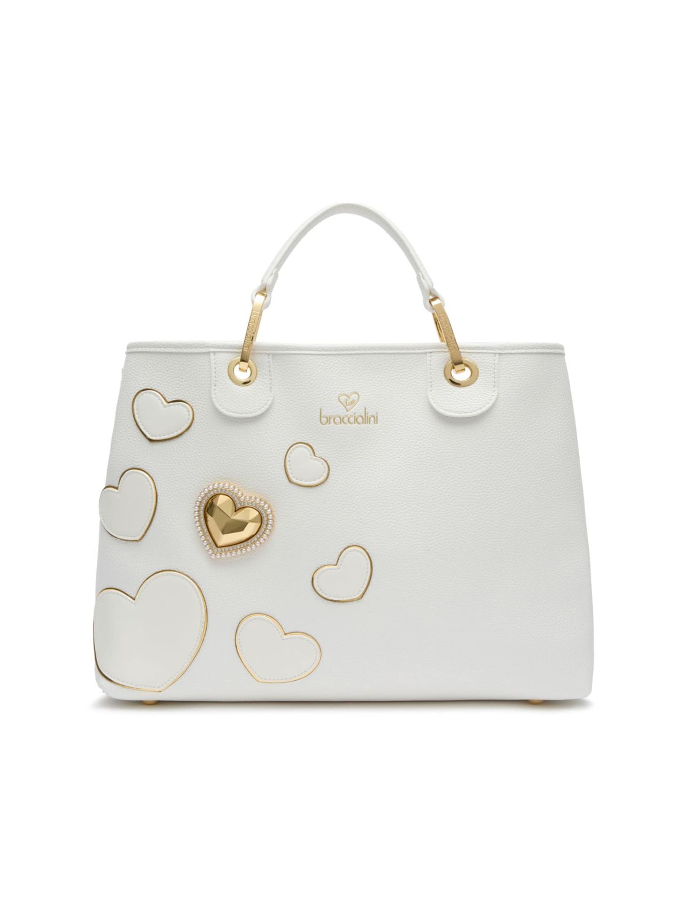 Borsa a mano 'Beth Patch' di Braccialini in bianco: frontale