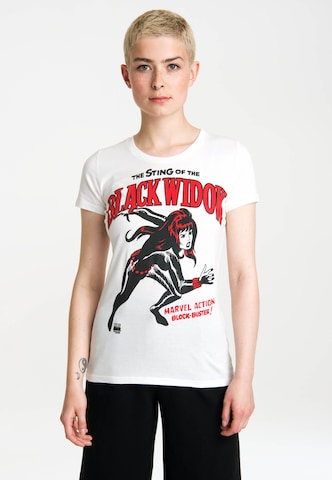 LOGOSHIRT Shirt 'Black Widow' in Wit: voorkant