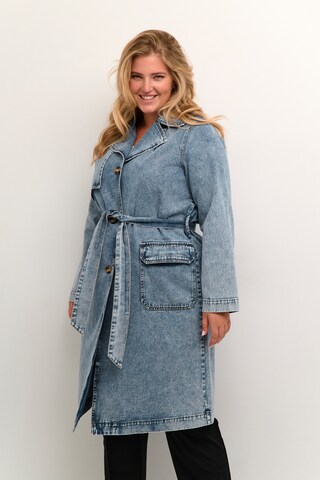 KAFFE CURVE Between-Seasons Coat 'Sina' in Blue: front