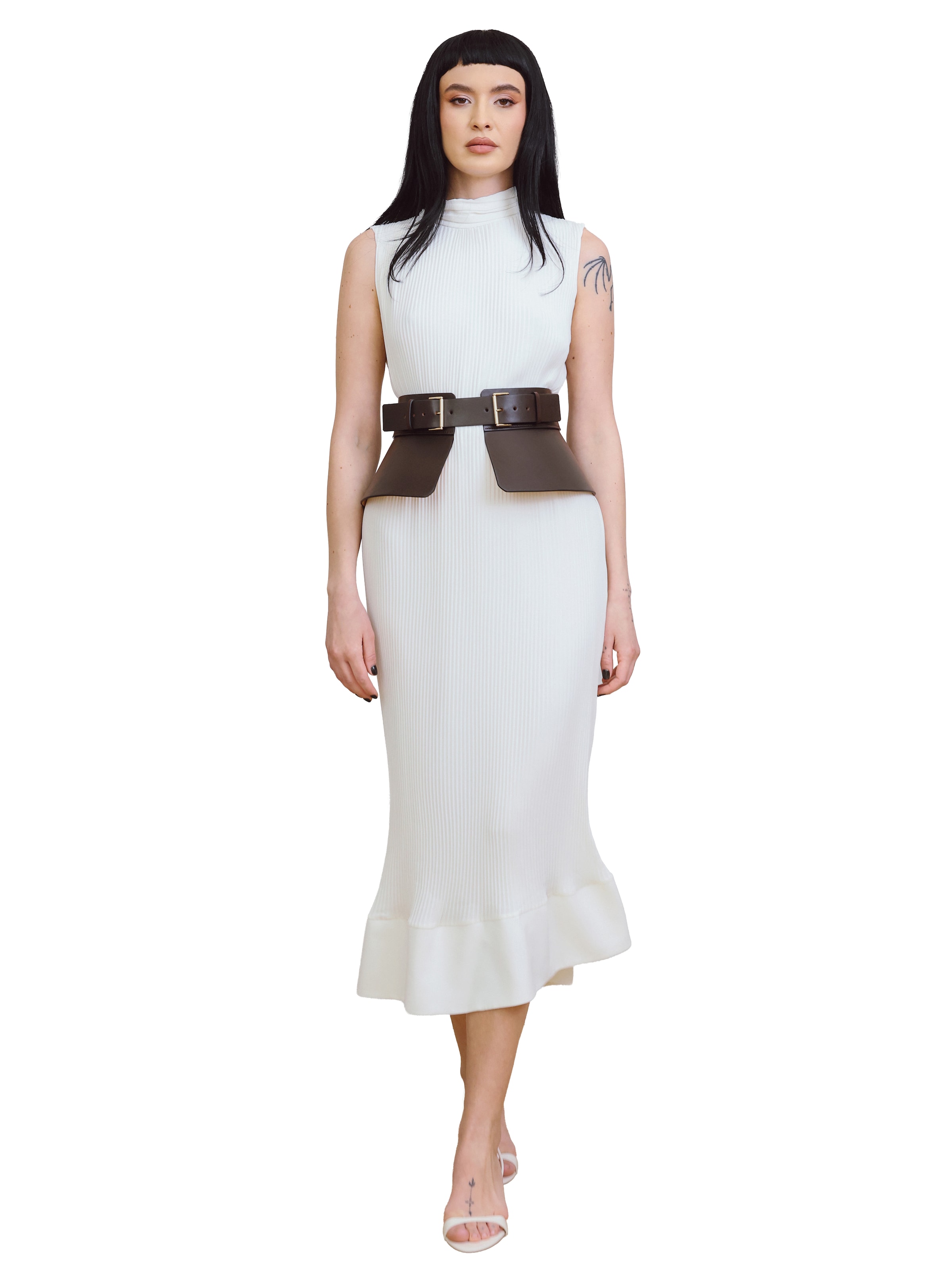 Haute Cuir Riem 'Peplum Corset Belt' in Bruin