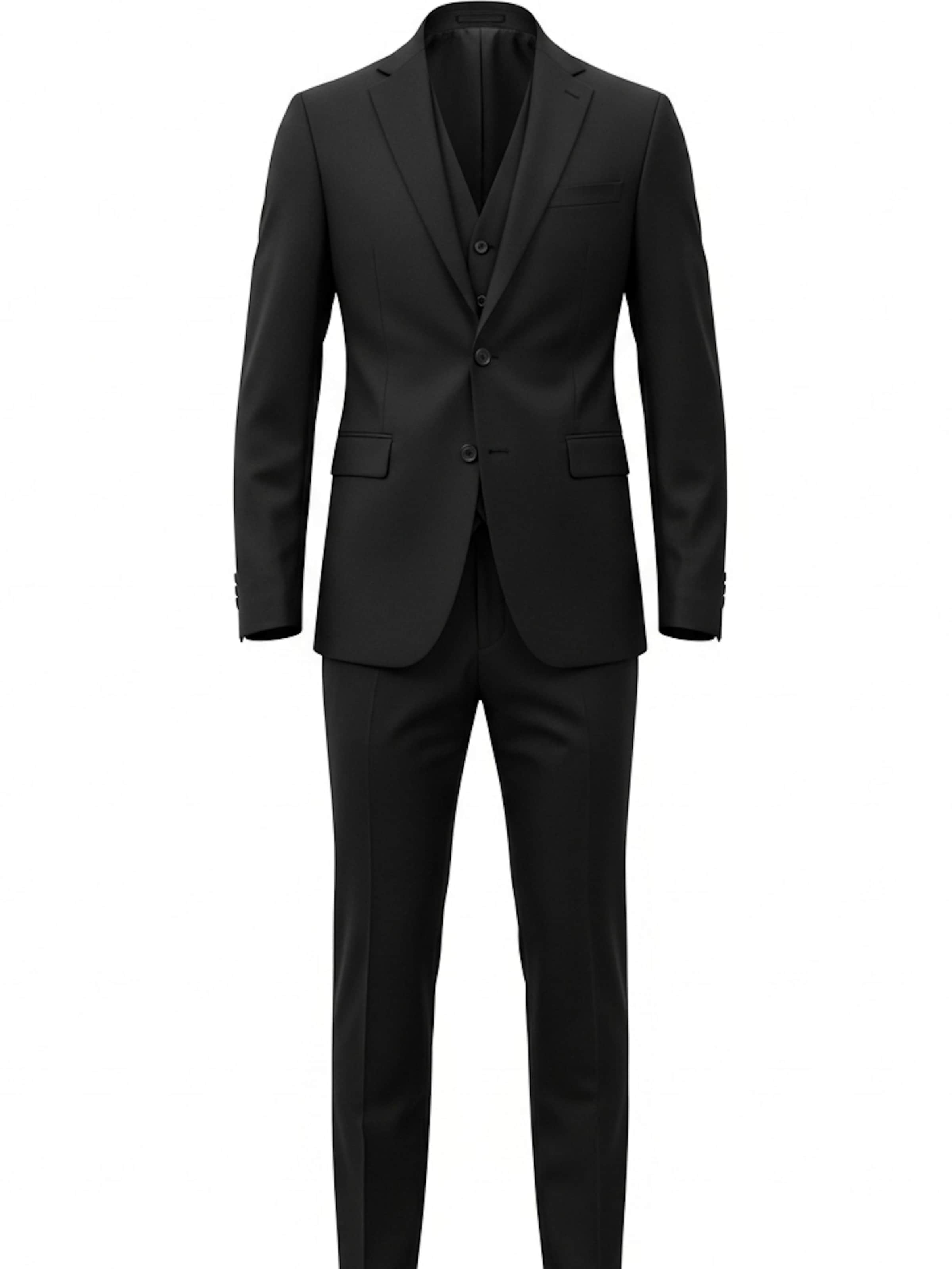 Keskin Collection Regular Suit 'Designer Anzug 3 tlg Grau Schwarz Dunkelblau' in Black: front