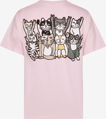 New Love Club T-Shirt 'CAT GROUP' in Pink: predná strana