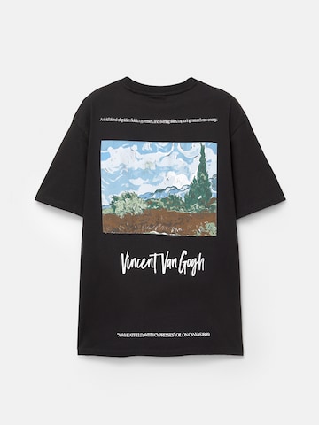 Pull&Bear T-Shirt 'VAN GOGH' in Schwarz