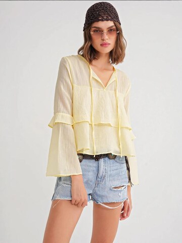 Camicia da donna 'Blusen' di MixRay in giallo: frontale