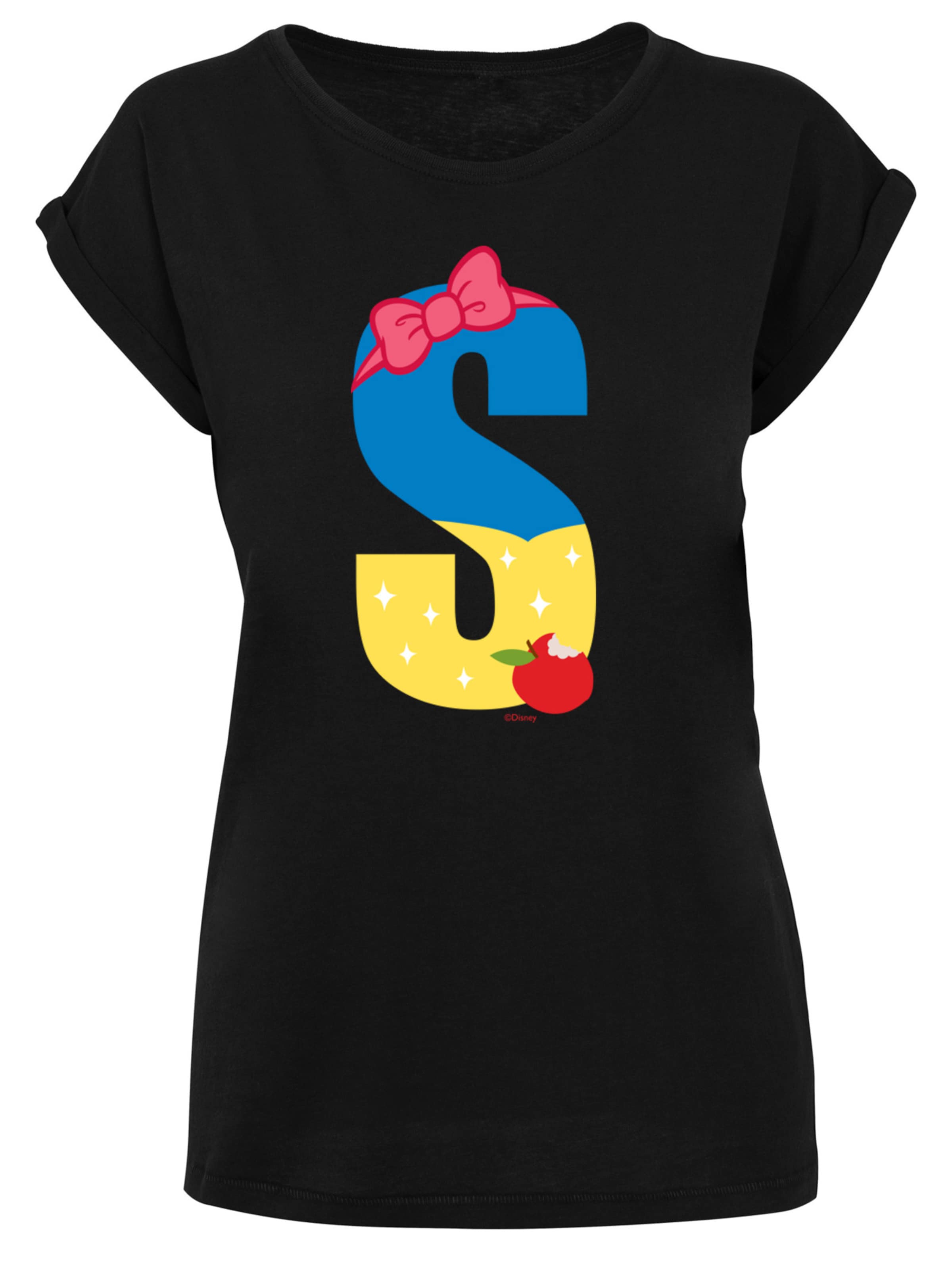 F4NT4STIC Shirt 'Disney Alphabet S Is For Snow White Schneewittchen' in Zwart: voorkant