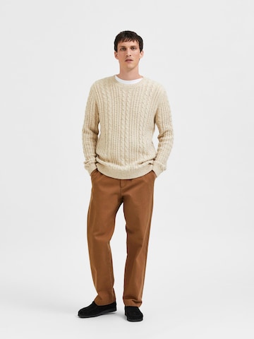 SELECTED HOMME Pullover 'Henry' in Beige