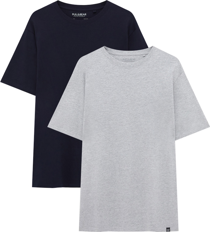 Pull&Bear T-Shirt in Navy Graumeliert