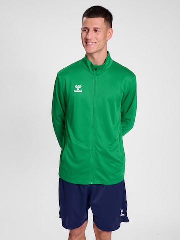 Hummel Athletic Zip-Up Hoodie 'ESSENTIAL ' in Green: front