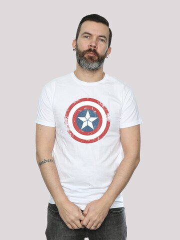 F4NT4STIC Shirt 'Marvel Captain America Schild' in Wit: voorkant