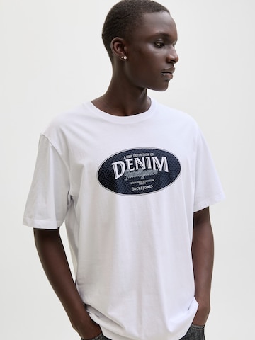 JACK & JONES Tričko 'JJEDOVER DENIM' – bílá