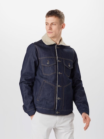 Urban Classics Between-Season Jacket 'Sherpa' in Blue: front