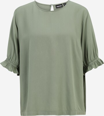 PIECES Curve Shirt 'NYA' in Groen: voorkant