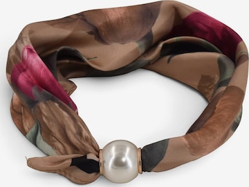 styleBREAKER Tuch 'Perlenhalstuch mit Magnetverschluss & Blumenmuster' in Braun: Vorderseite