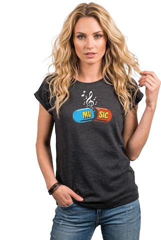 MAKAYA Shirt 'Music Pill' in Grey: front