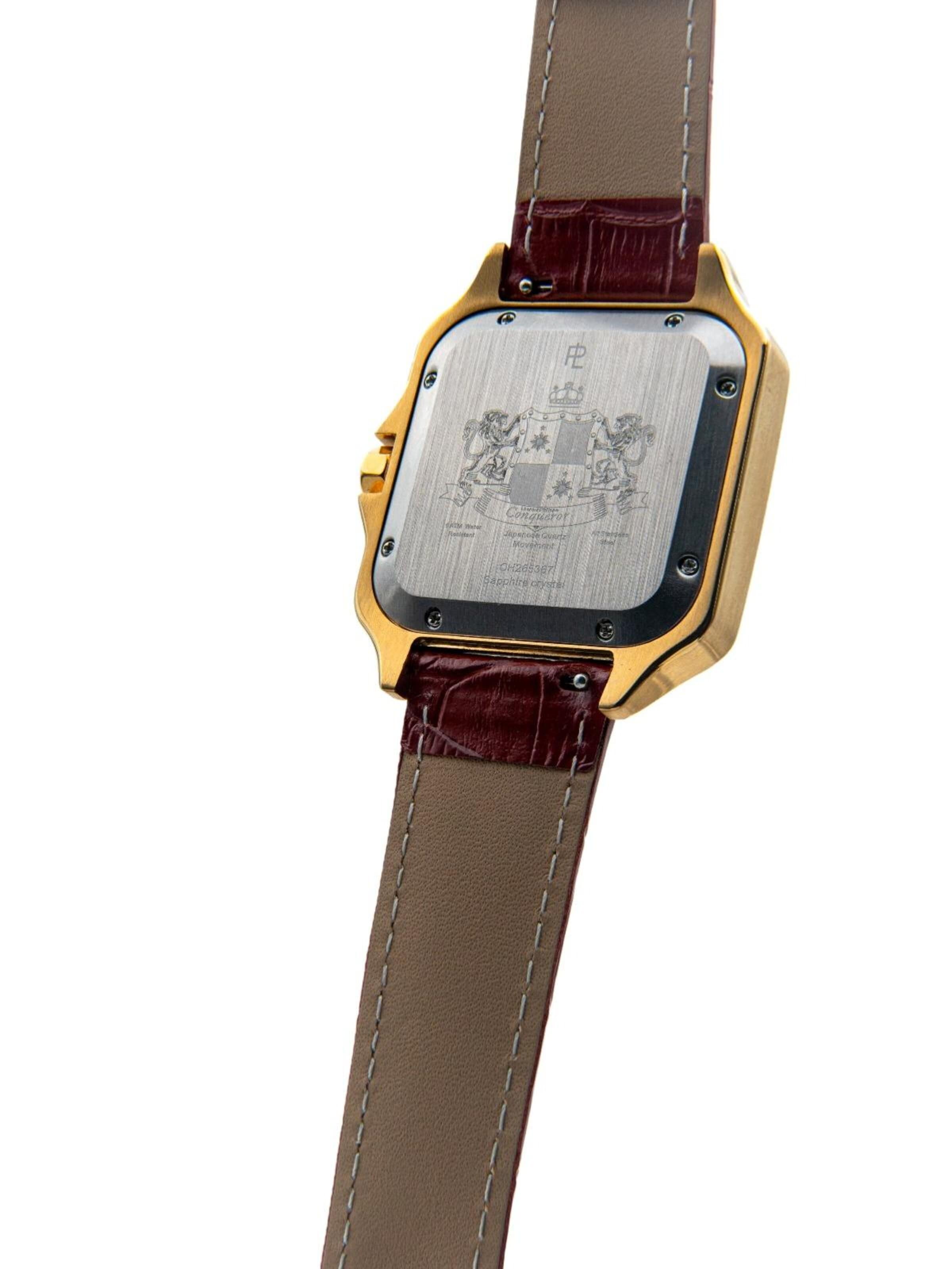 Laurent Philippe - Reloj analógico 'Conqueror The Golden Empress – Rouge Sauvage' en rojo