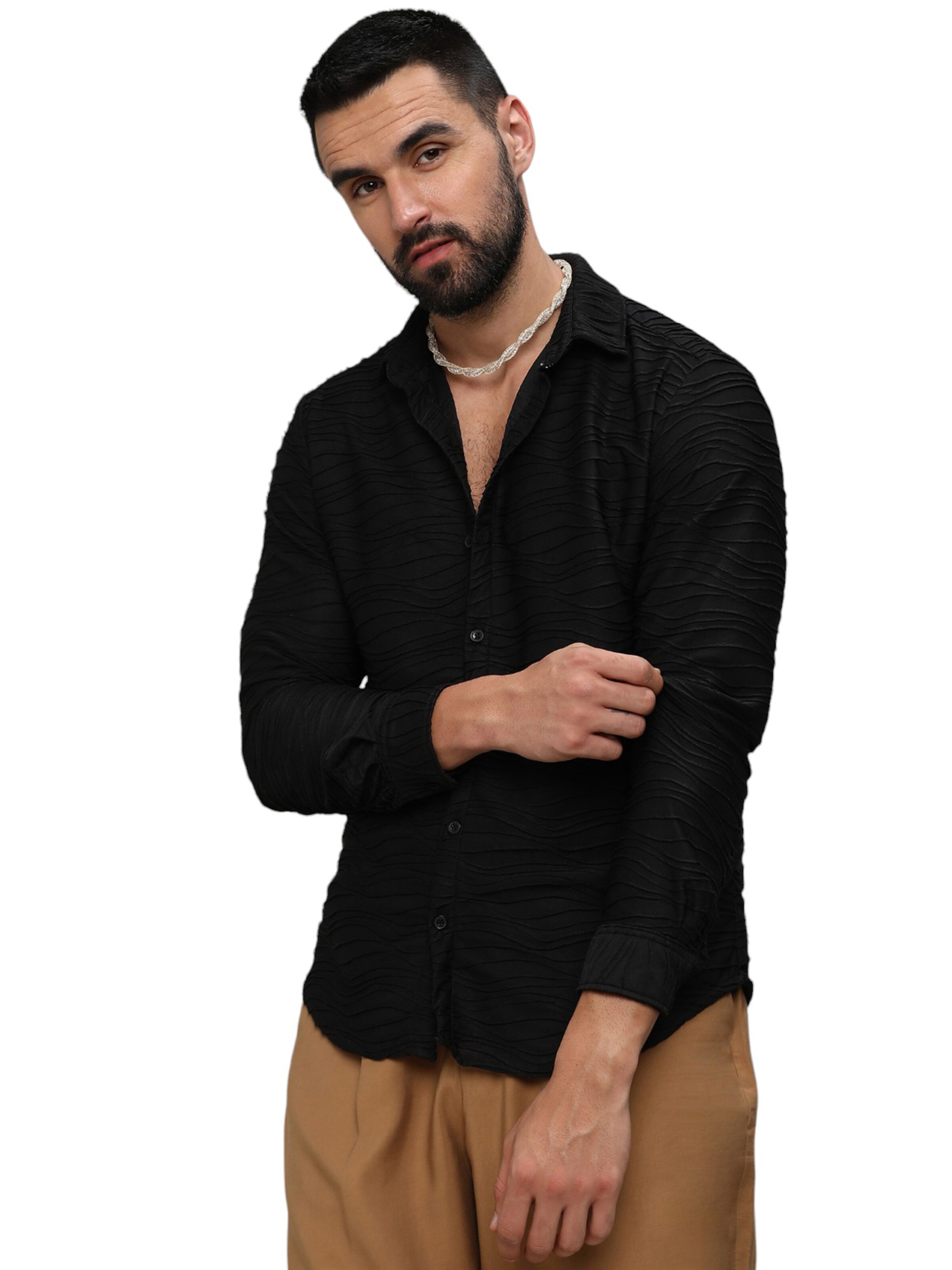 Campus Sutra Regular Fit Skjorte ' Kade ' i sort: forside