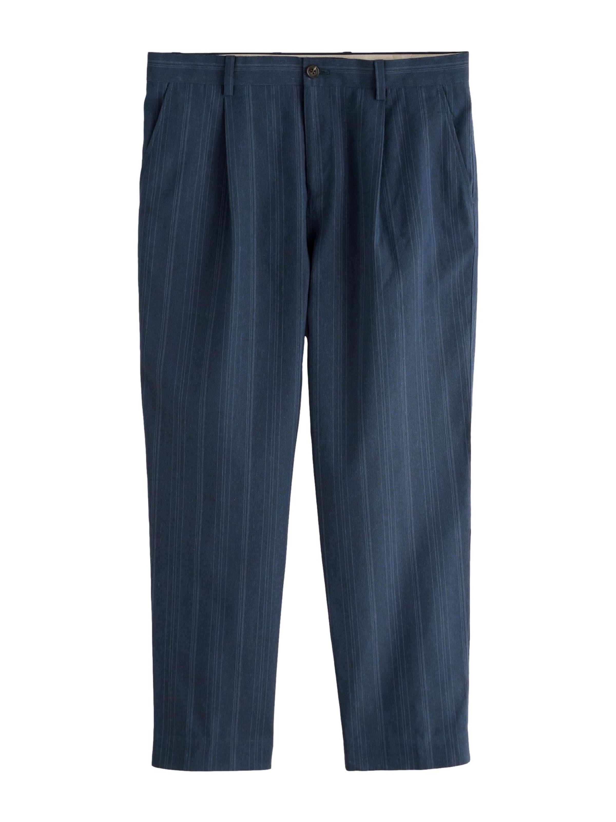 Next Pleat-front trousers in 46/Regular in Navy / Dusty blue, Item view