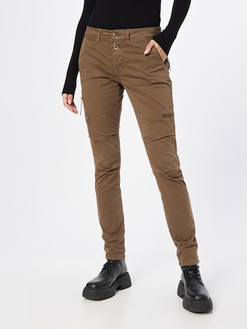 MOS MOSH Slim fit Trousers in Brown: front