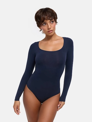 cfab - Body moldeador 'Clean Longsleeve Squareneck Sculpting Bodysuit with Slip' en azul