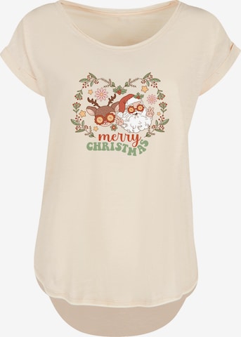 T-shirt 'Christmas Hippie Santa And Reindeer' F4NT4STIC en beige : devant