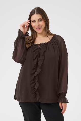 KAFFE CURVE Blouse 'Milanna' in Brown: front