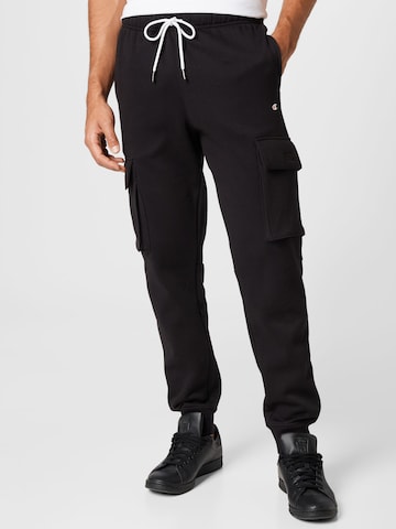 Champion Authentic Athletic Apparel - Tapered Calças cargo 'Legacy' em preto: frente