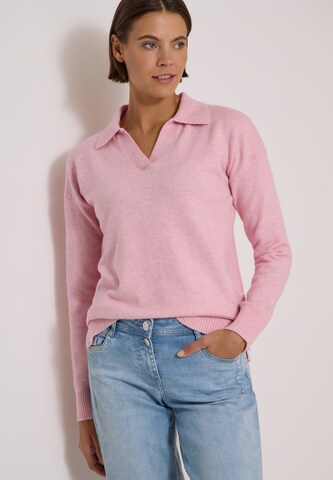 CECIL Langarm Pullover mit Polokragen in Pink: Vorderseite