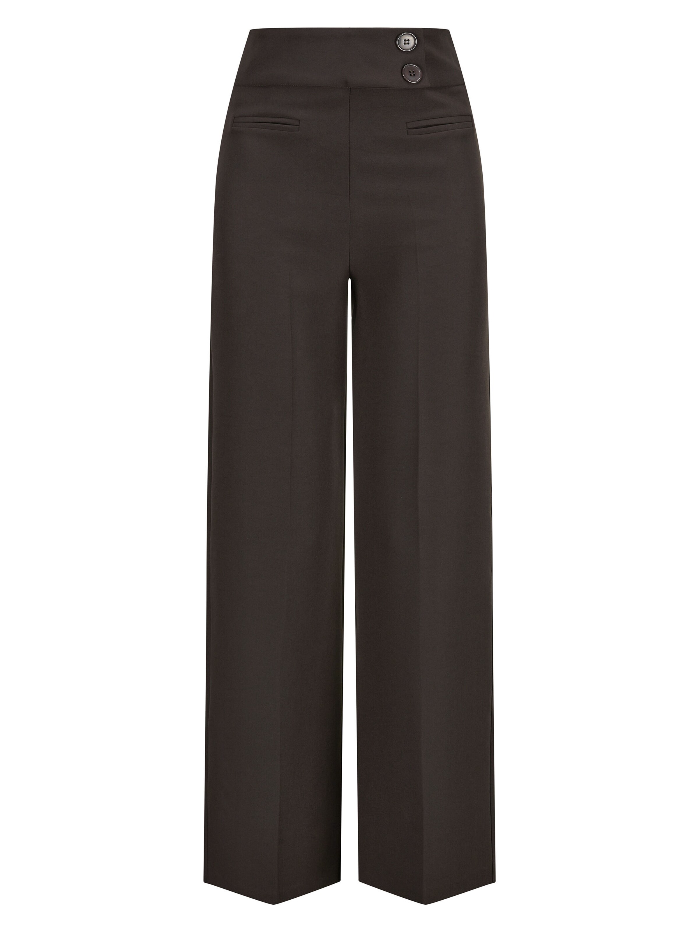 Nicowa Marlenehose 'COREANA', hohe Taille, Model trägt Größe 34 in Braun: Vorderseite