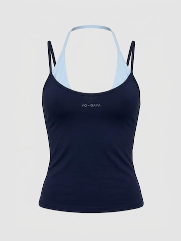YO-GAYA Sports Top 'Layered Halter Top' in Blue: front
