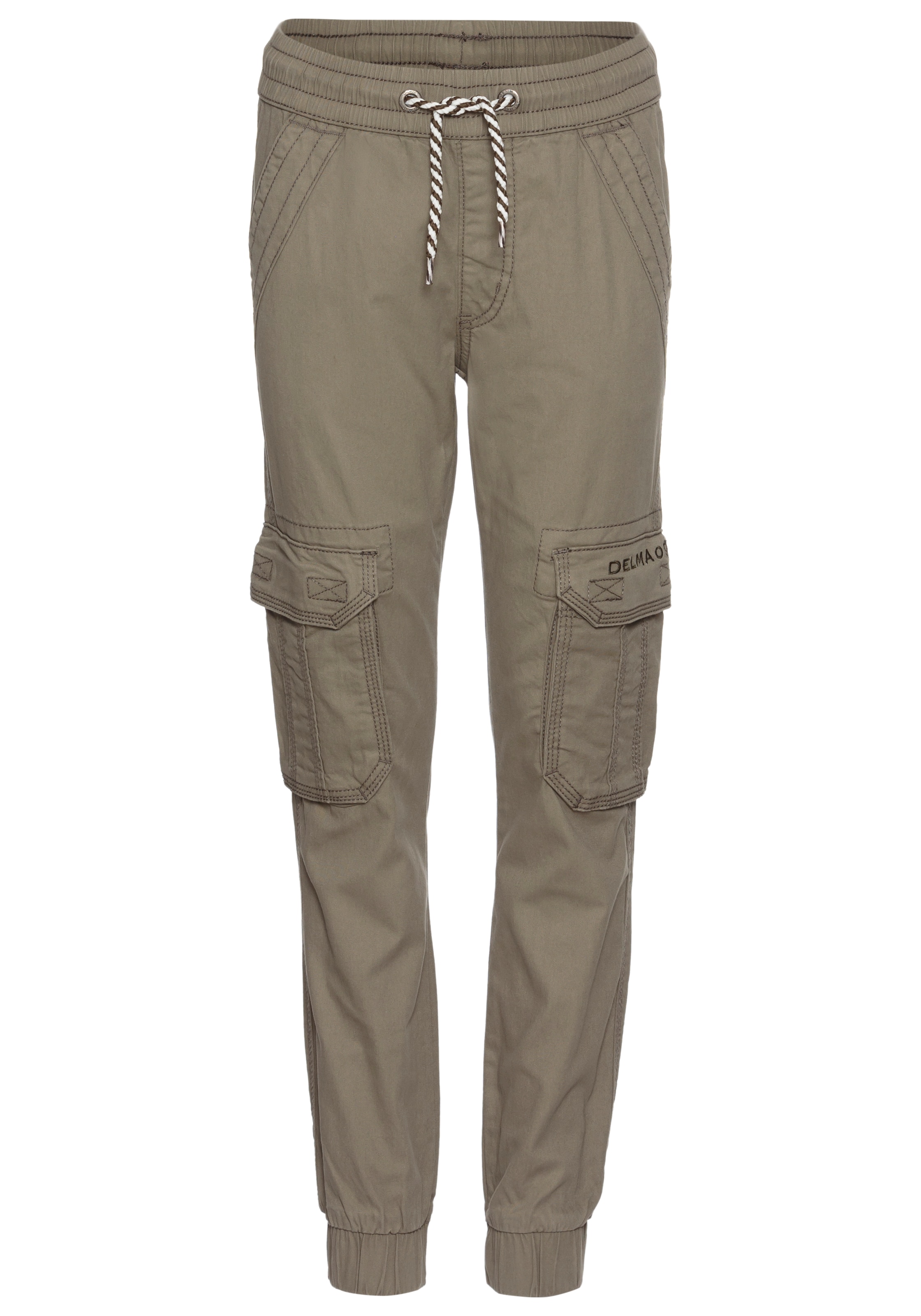 DELMAO Regular Pants in Green: front