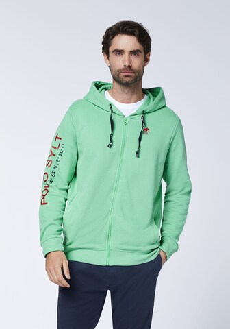 Polo Sylt Zip-Up Hoodie in Green: front