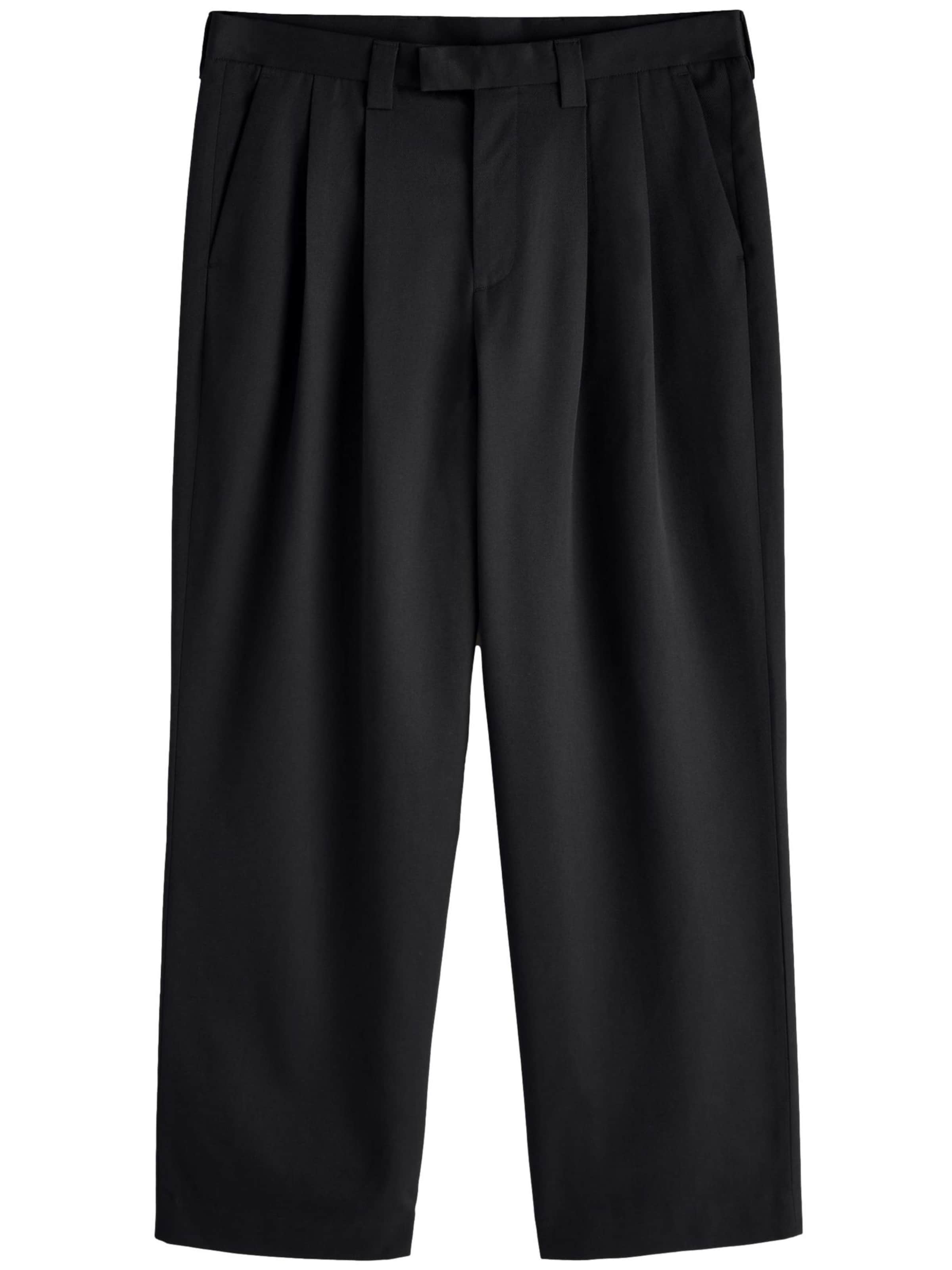 Next Свободный крой Брюки со складками 'Edit' в Черный: спереди