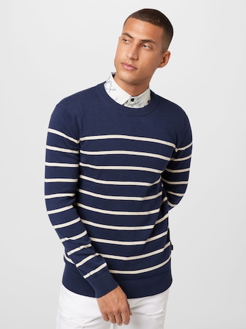 !Solid Sweater 'Brice' in Blue: front