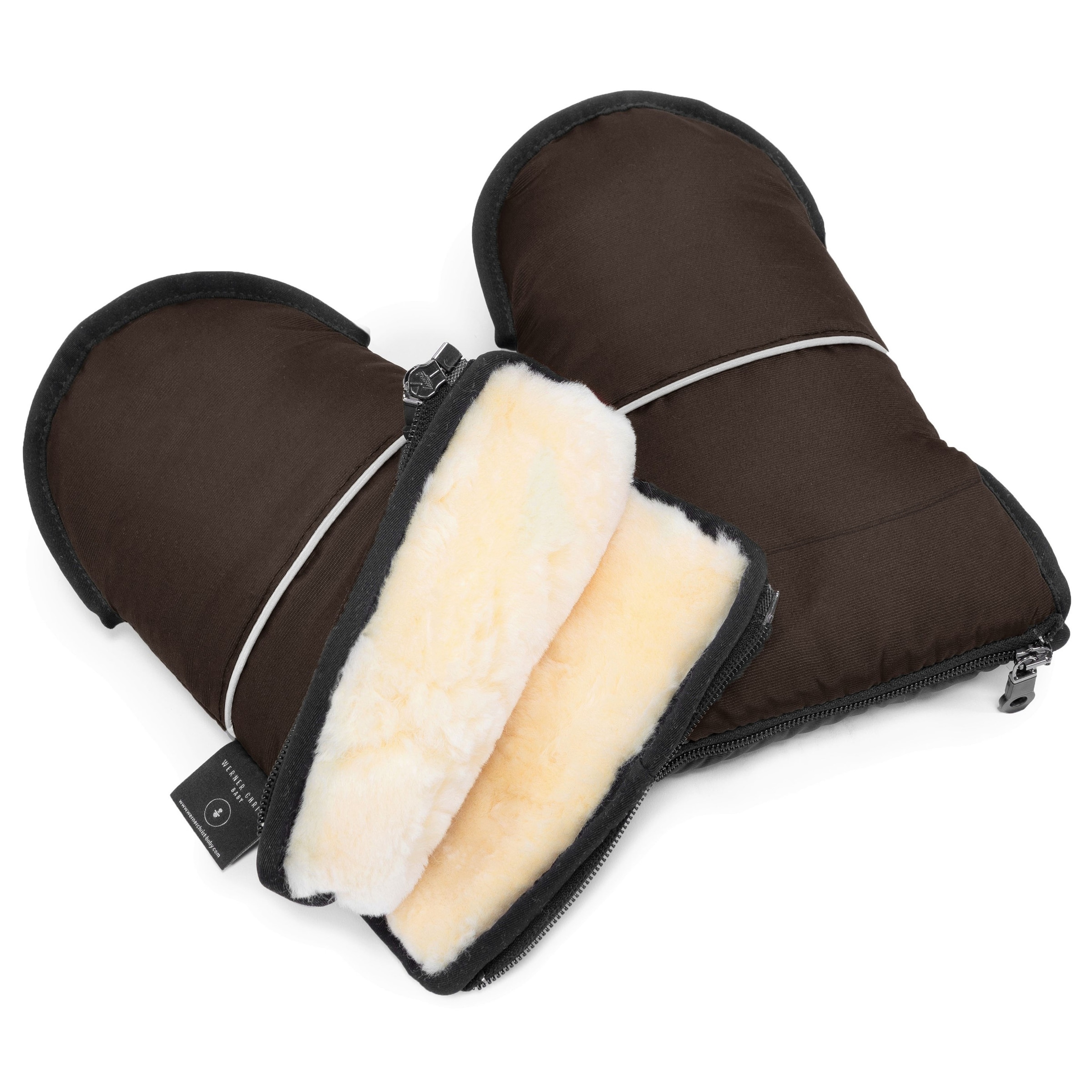 Werner Christ Baby Mittens ' GLOVY' in Brown: front