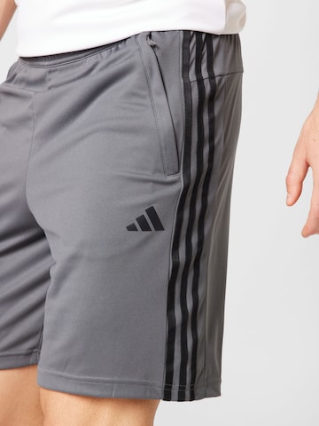 ADIDAS PERFORMANCE Regular Workout Pants 'Train Essentials Piqué 3-Stripes' in Grey